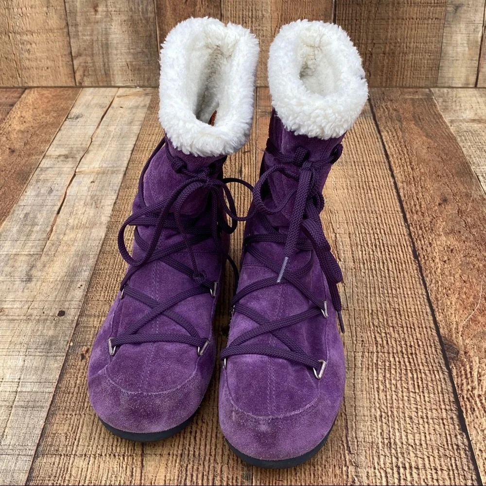 TECHNIA Purple / Grape Suede with Faux Fur MOON BOOTS Vintage Size 5